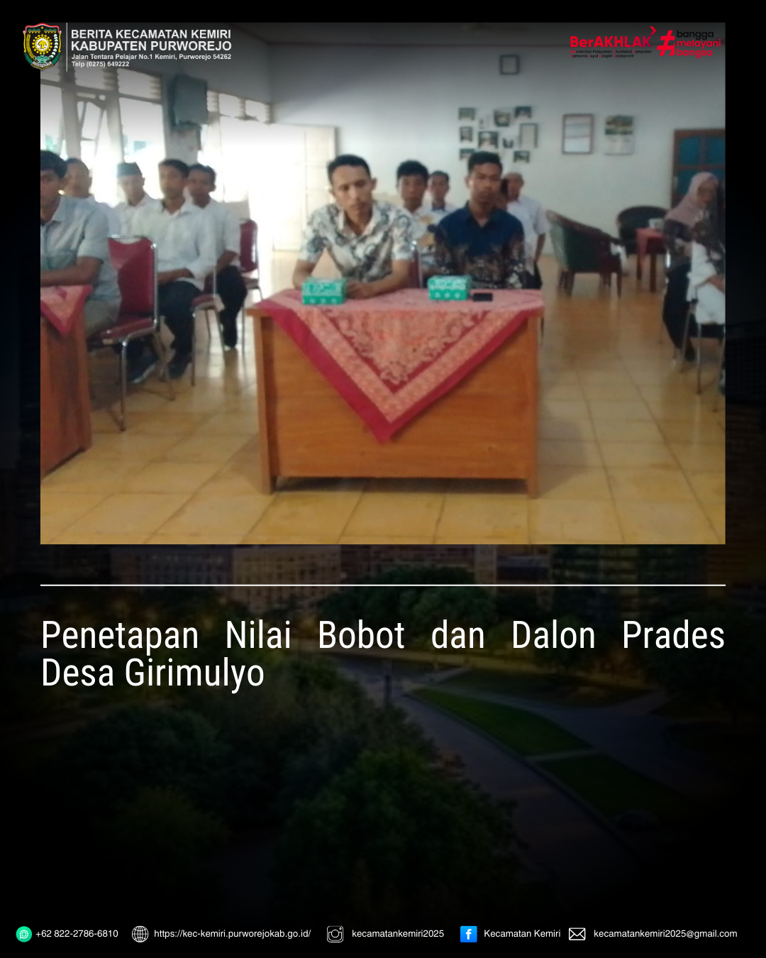 Penetapan  Nilai Bobot dan Calon Prades Desa Girimulyo